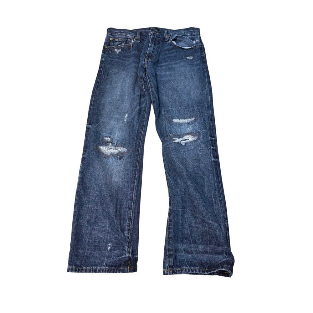 Polo Ralph Lauren Classic Fit‎ Distressed Dark Wash Blue Jeans Mens 33x32